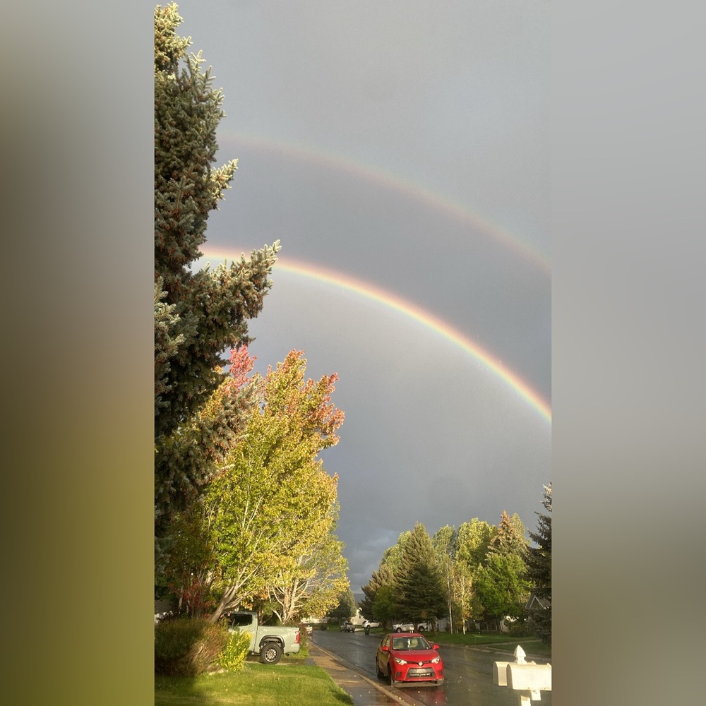 Double Rainbow Over Suburban Street
